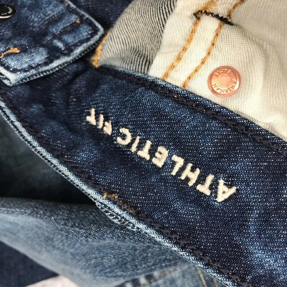 American Eagle Athletic Fit Jeans Mens 36x36 Blue Stone Wash Stretch Denim NEW